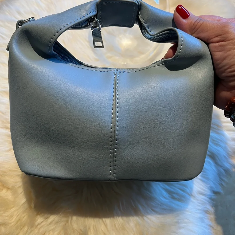 Honey Blue Snap Top Handle Bag